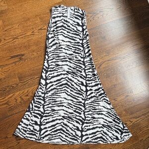 Victor Alfaro Black & White Zebra Print Maxi Dress